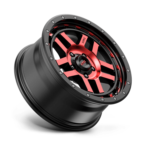 KMC Wheels Km540 Recon 17x9 5x127 -12 78.1 Gloss Black Machined With Red Tint