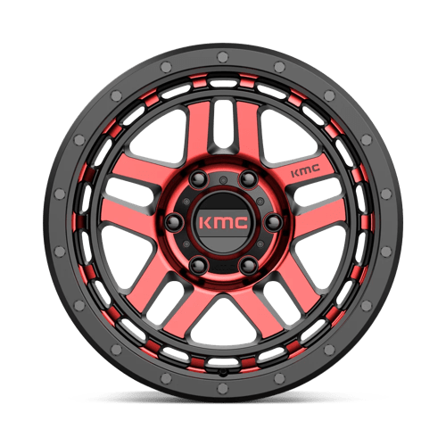 KMC Wheels Km540 Recon 17x8.5 6x139.7 18 106.1 Gloss Black Machined With Red Tint