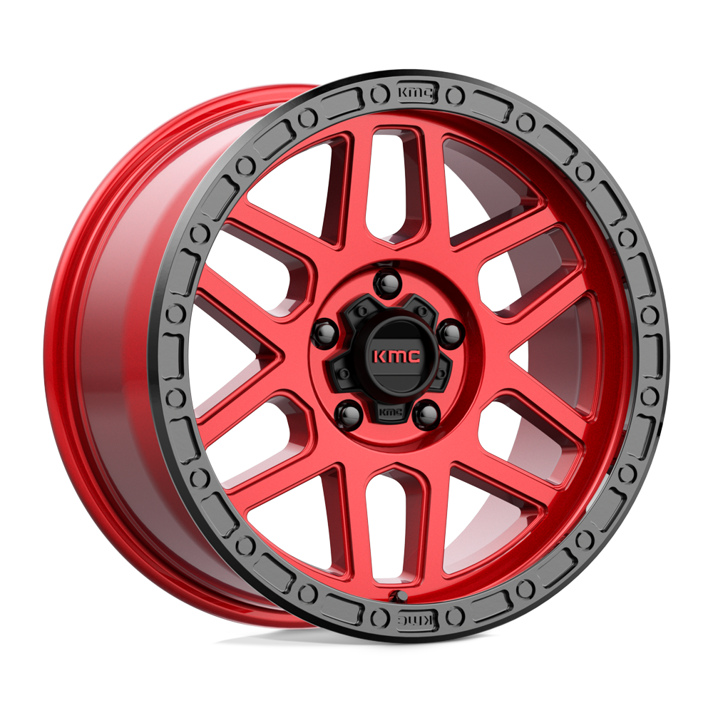 KMC Wheels Km544 Mesa 18x9 5x127 18 71.5 Rouge Bonbon Avec Lèvre Noire