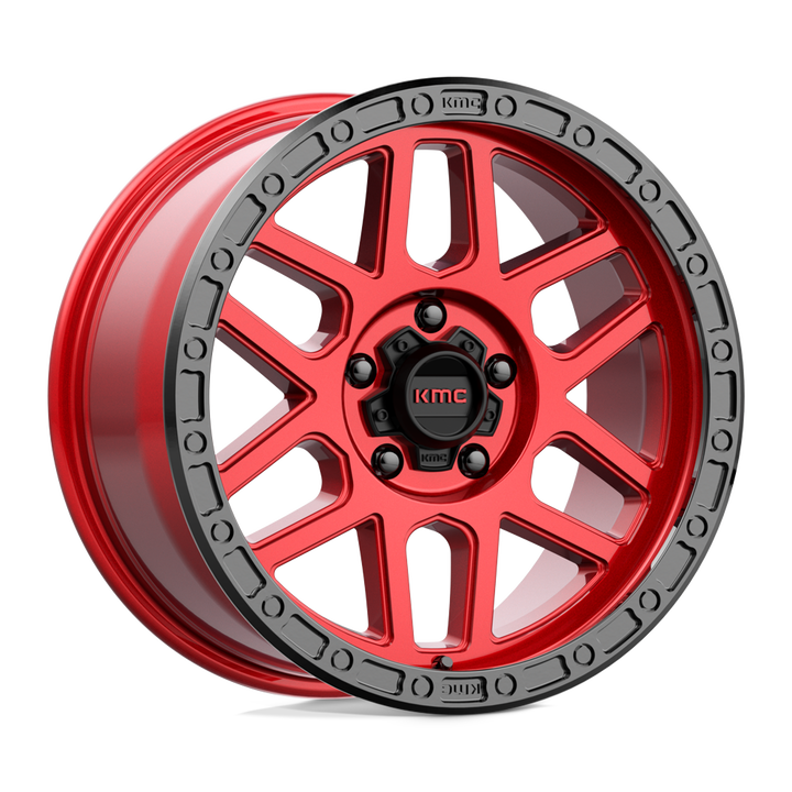 KMC Wheels Km544 Mesa 18x9 5x127 18 71.5 Rouge Bonbon Avec Lèvre Noire