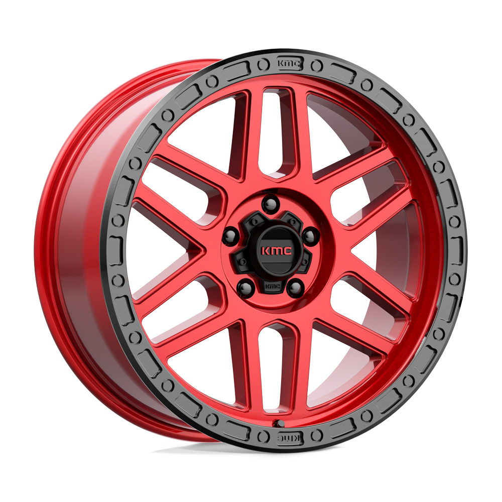 KMC Wheels Km544 Mesa 20x9 5x150 25 110.1 Rouge Bonbon Avec Lèvre Noire