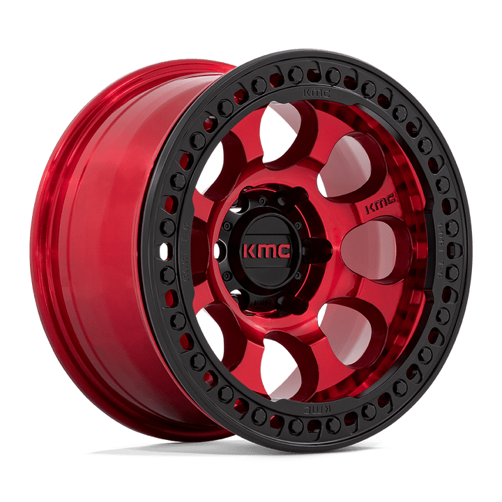 KMC Km237 Riot Beadlock 17x9 6x139.7 -38 108 Candy Red With Black Ring