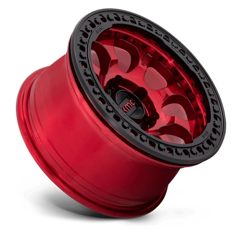 KMC Km237 Riot Beadlock 17x9 6x139.7 -12 108 Candy Red With Black Ring