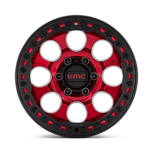 KMC Km237 Riot Beadlock 17x9 6x139.7 -12 108 Candy Red With Black Ring