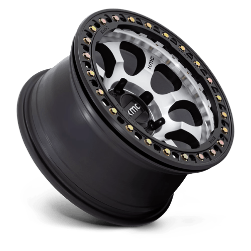 KMC Km237 Riot Beadlock 17x9 6x139.7 -38 108 Machined Face Satin Black Windows With Satin Black Ring