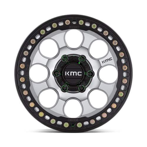 KMC Km237 Riot Beadlock 17x9 6x139.7 -12 108 Machined Face Satin Black Windows With Satin Black Ring