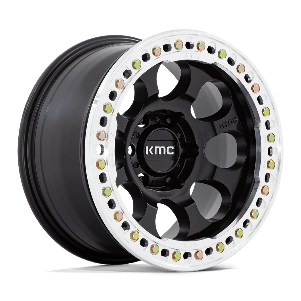 KMC Km237 Riot Beadlock 17x9 5x127 -38 71.5 Satin Black Machined Ring