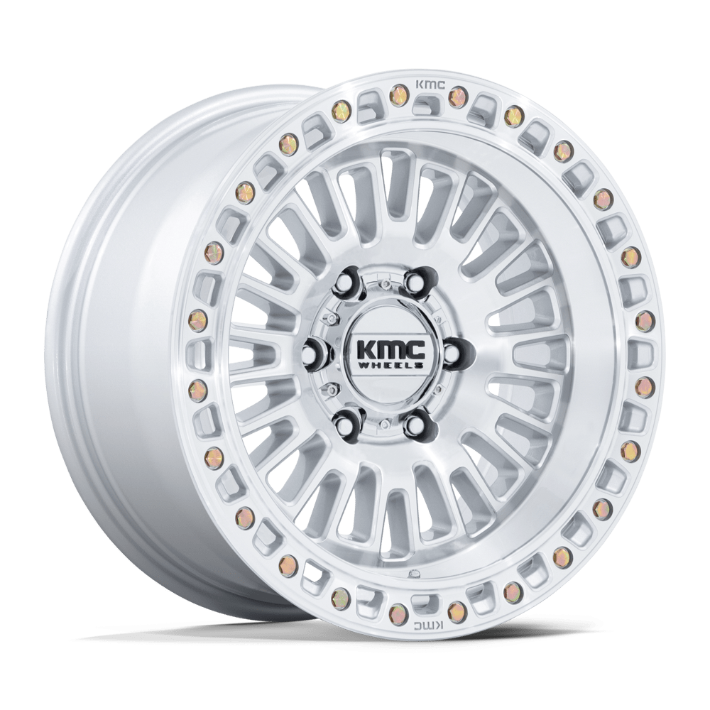KMC Km554 Aztec 17x8.5 6x135 25 87.1 Gloss Silver Machined Face