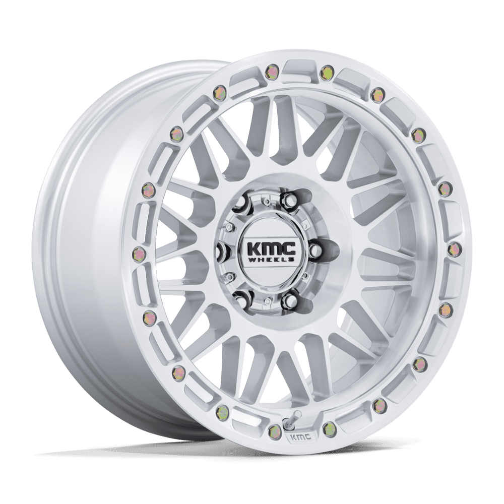 KMC Km555 Attack 17x8.5 5x127 -10 71.5 Gloss Silver Machined Face