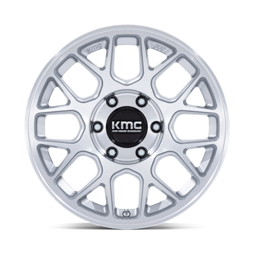 KMC Km730 Hatchet 17x8.5 6x114.3 25 66.06 Gloss Silver W/ Machined Face
