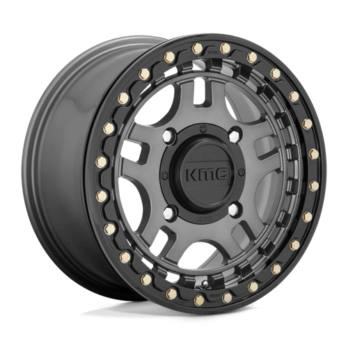 KMC WHEELS POWERSPORTS KS240 RECON BEADLOCK 15X7 4X137 38 112.1 GUN METAL AVEC ANNEAU NOIR BRILLANT