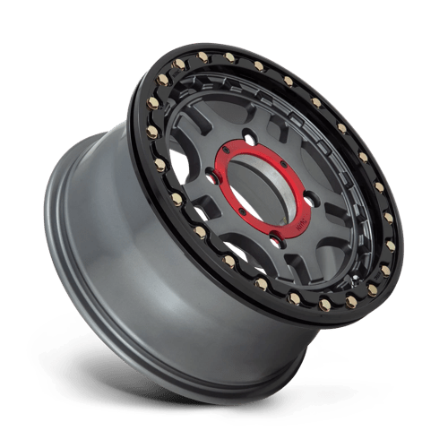 KMC WHEELS POWERSPORTS KS240 RECON BEADLOCK 15X7 4X137 38 112.1 GUN METAL AVEC ANNEAU NOIR BRILLANT