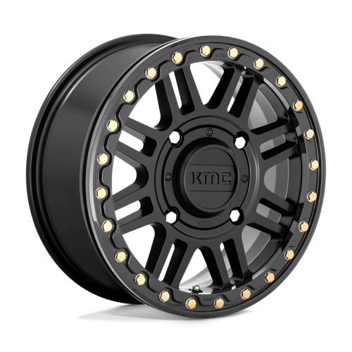 KMC WHEELS POWERSPORTS KS250 CAGE BEADLOCK 15X6 4X137 38 112.1 NOIR SATINÉ AVEC ANNEAU NOIR BRILLANT