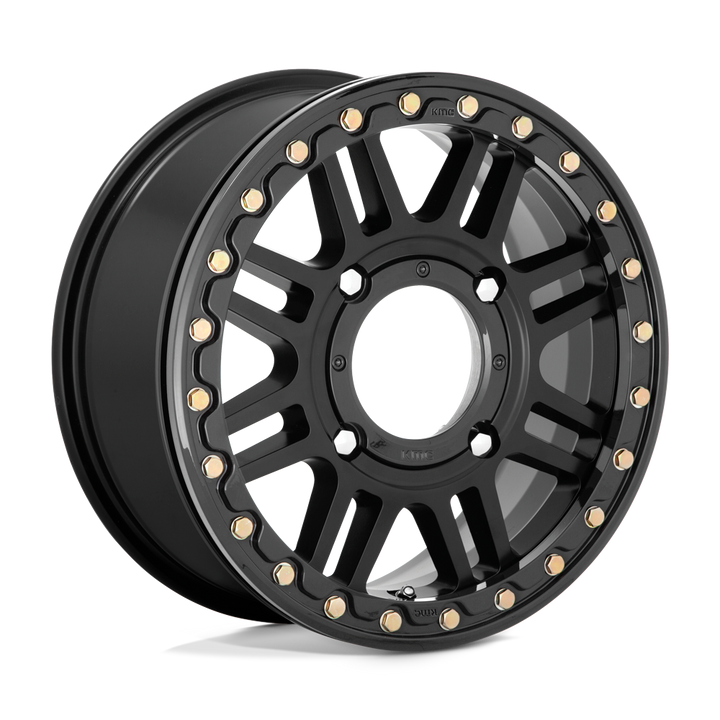 KMC WHEELS POWERSPORTS KS250 CAGE BEADLOCK 15X6 4X137 38 112.1 NOIR SATINÉ AVEC ANNEAU NOIR BRILLANT