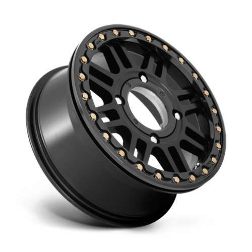 KMC WHEELS POWERSPORTS KS250 CAGE BEADLOCK 15X6 4X137 38 112.1 NOIR SATINÉ AVEC ANNEAU NOIR BRILLANT