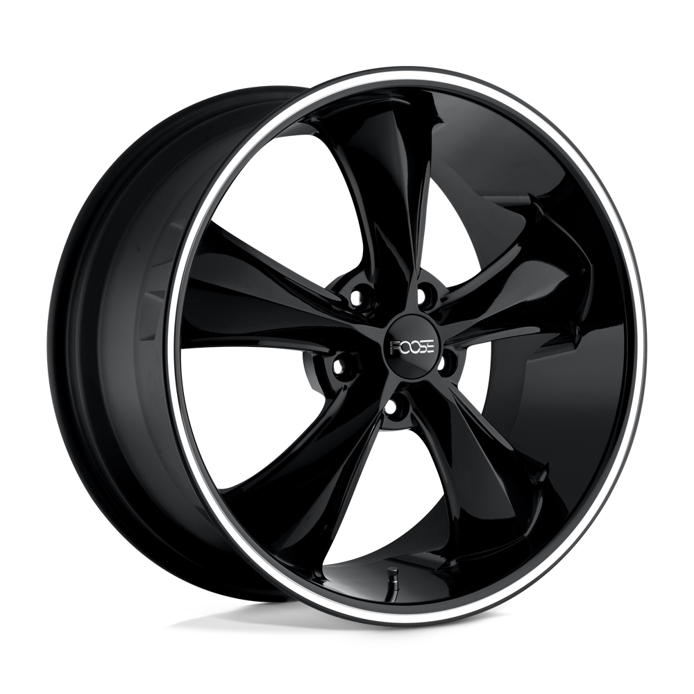 Foose 1pc F104 Legend 17x7 5x120.65 1 72.56 Noir Brillant Fraisé