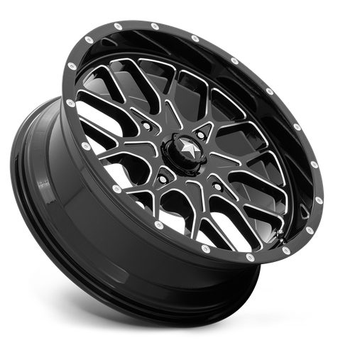 MSA Offroad Wheels M45 Portal 22x7 4x156 0 115.1 Noir Brillant Fraisé