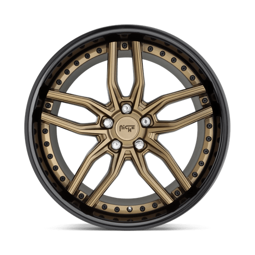 Niche 1PC M195 Methos 20x10.5 5x112 40 66.56 Matte Bronze Black Bead Ring