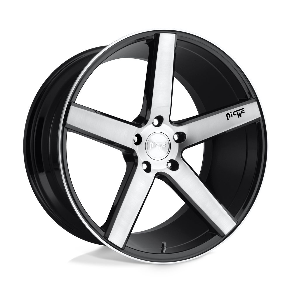 Niche 1pc M124 Milan 22x9 5x114.3 38 72.56 Gloss Black Brushed