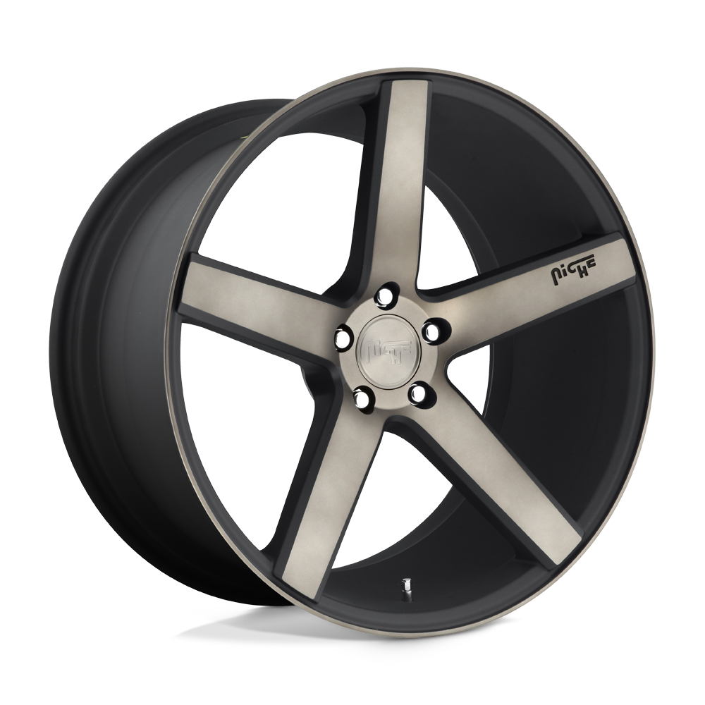 Niche 1pc M134 Milan 20x8.5 5x114.3 35 72.56 Matte Black Machined With Double Dark Tint