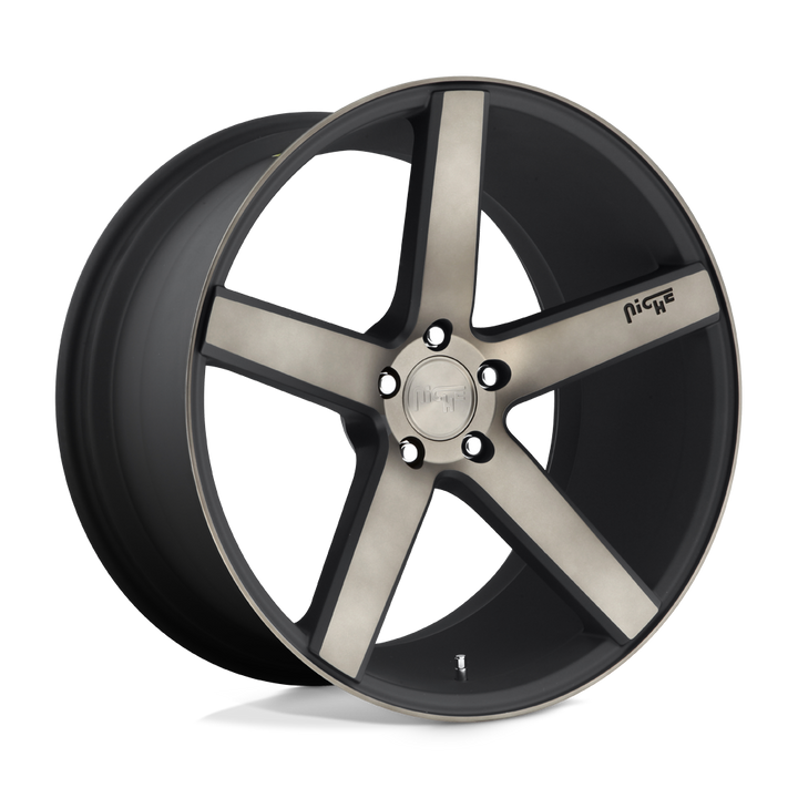 Niche 1pc M134 Milan 20x8.5 5x114.3 35 72.56 Matte Black Machined With Double Dark Tint