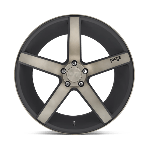 Niche 1pc M134 Milan 20x8.5 5x108 40 63.36 Matte Black Machined With Double Dark Tint