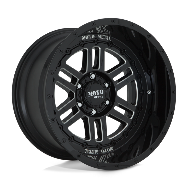 Moto Metal Mo800 Deep Six 20x10 6x139.7 -18 106.1 Gloss Black Milled