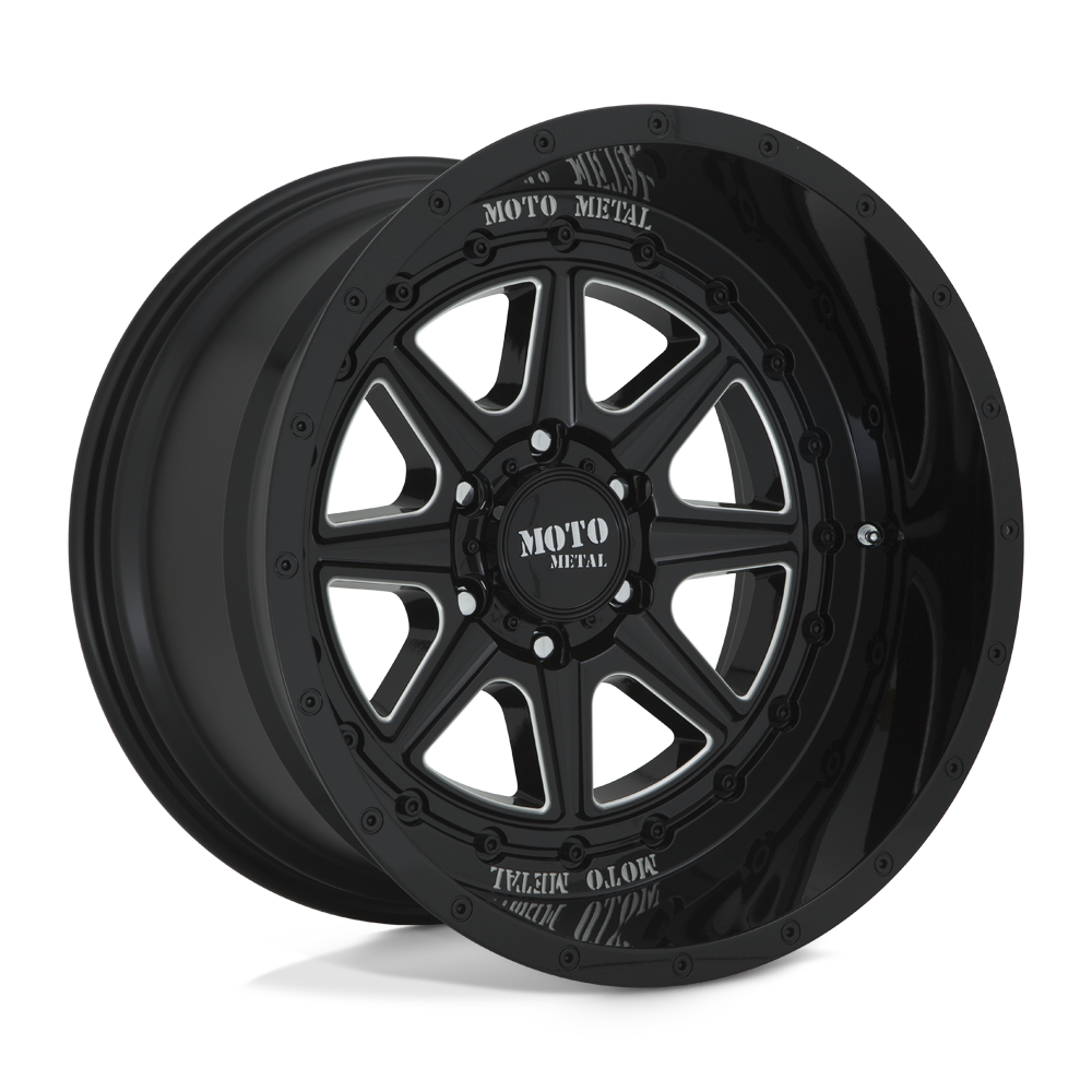 Moto Metal Mo801 Phantom 20x10 5x127 -18 71.5 Noir Brillant Fraisé