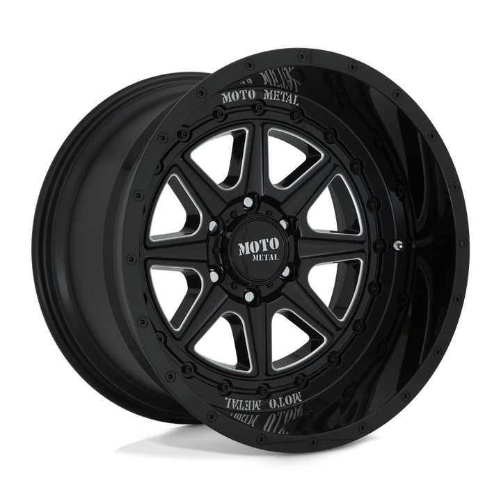 Moto Metal Mo801 Phantom 22x12 6x139.7 -44 106.1 Gloss Black Milled