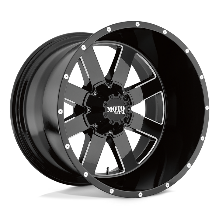 Moto Metal Mo962 20x12 8x170 -44 125.1 Noir Brillant Fraisé