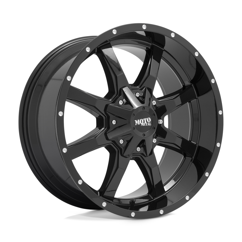 Moto Metal Mo970 18x10 6x135 / 6x139.7 -24 106.1 Gloss Black Spot Milled Lip