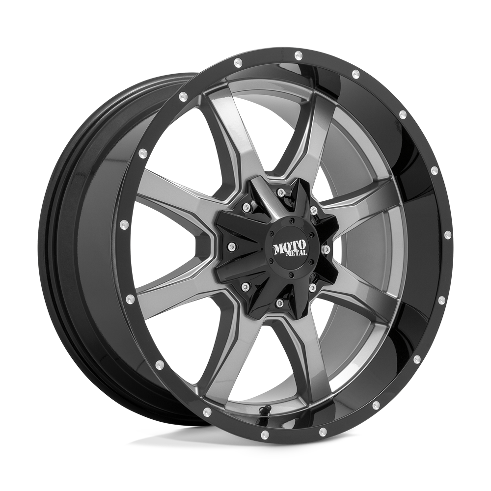 Moto Metal Mo970 20x10 8x180 12 124.2 Gloss Gray Center G-blk Lip