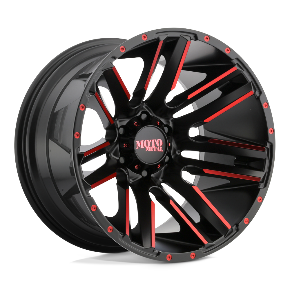 Moto Metal Mo978 Razor 20x10 8x165.1 -42 125.1 Satin Black Mach Red Tint
