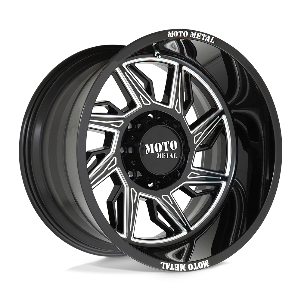 Moto Metal Mo997 Hurricane 20x10 8x170 -18 125.1 Noir Brillant Fraisé - Directionnel à Droite
