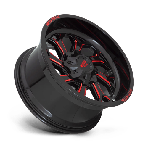 Moto Metal Mo999 20x10 8x165.1 -18 125.1 Noir Brillant Fraisé Avec Teinte Rouge