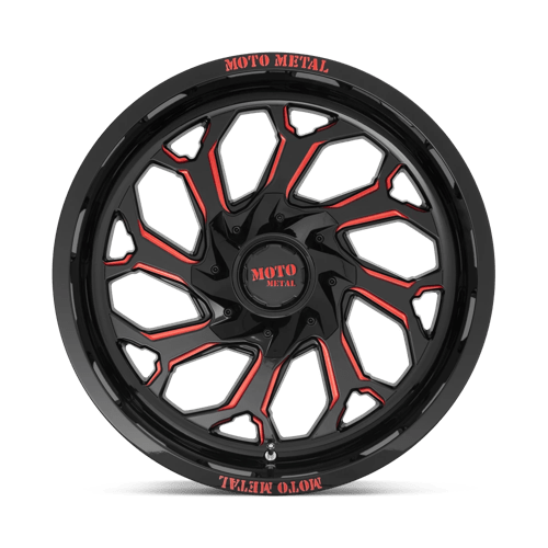 Moto Metal Mo999 20x10 8x165.1 -18 125.1 Noir Brillant Fraisé Avec Teinte Rouge