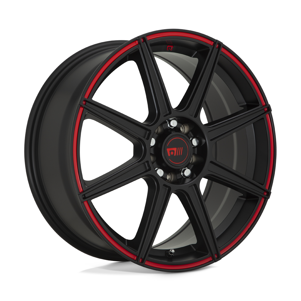 Motegi Mr142 Cs8 18x8 5x112 / 5x114.3 45 72.56 Noir Satiné Avec Bande Rouge