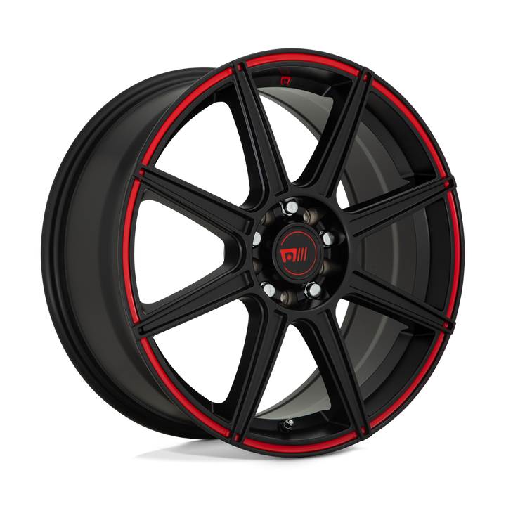 Motegi Mr142 Cs8 17x7 4x100 / 4x114.3 40 72.56 Satin Black With Red Stripe