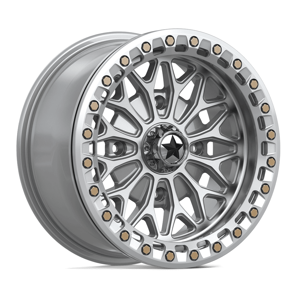 MSA Off-Road Ma53 Bolo Utv Beadlock 15x7 4x137 10 96 Gloss Silver Machined Face