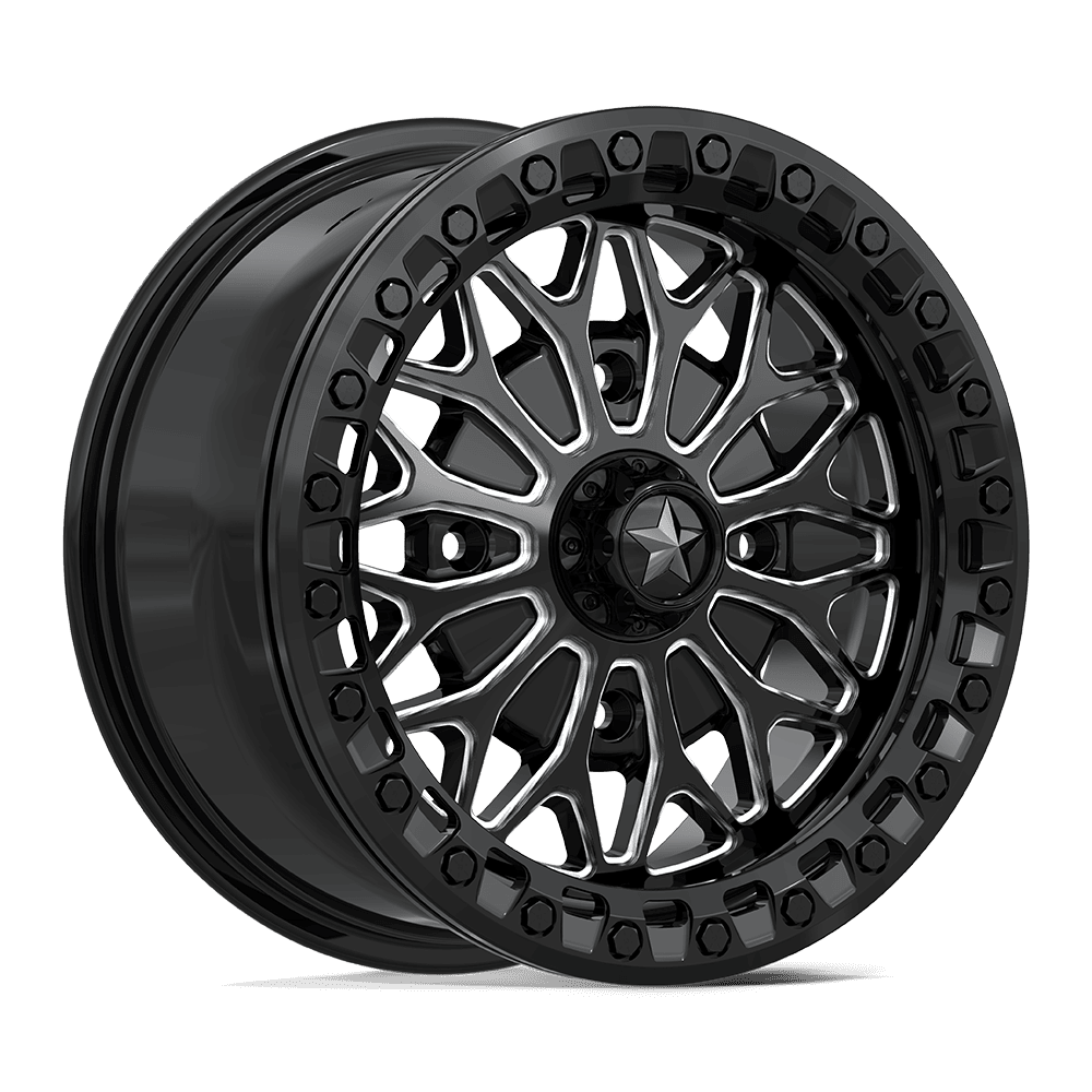 MSA Off-Road Ma53 Bolo Utv Beadlock 15x7 4x156 38 115.1 Gloss Black Milled