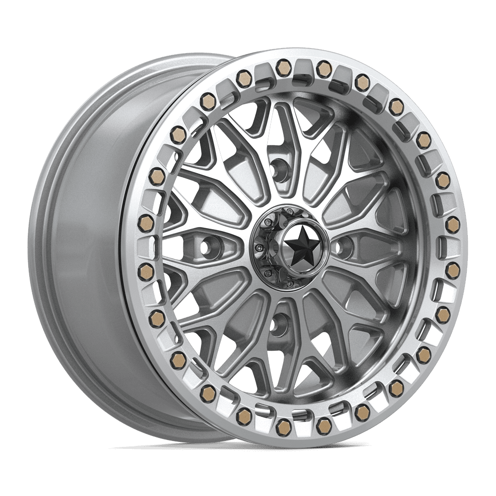 MSA Off-Road Ma53 Bolo Utv Beadlock 15x7 4x156 38 115.1 Gloss Silver Machined Face