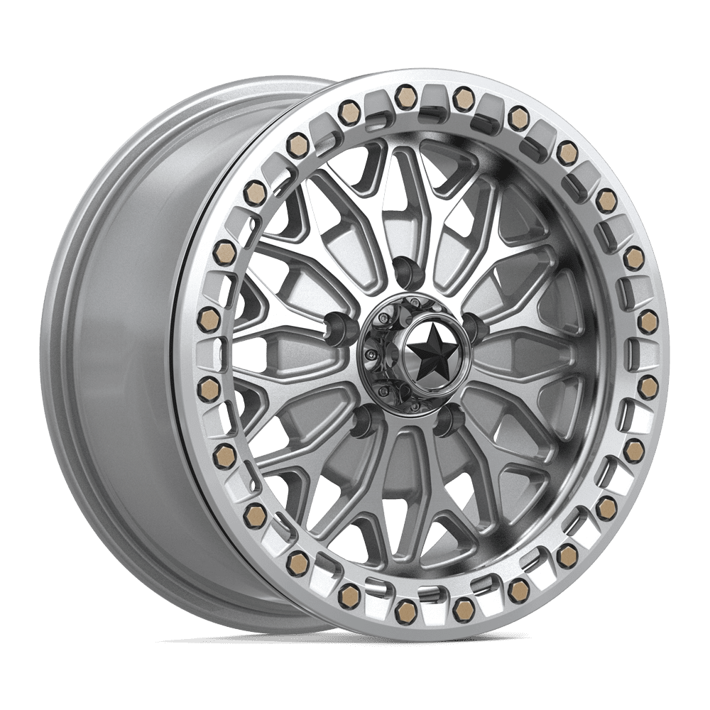 MSA Off-Road Ma53 Bolo Utv Beadlock 15x7 5x114.3 38 72.56 Gloss Silver Machined Face
