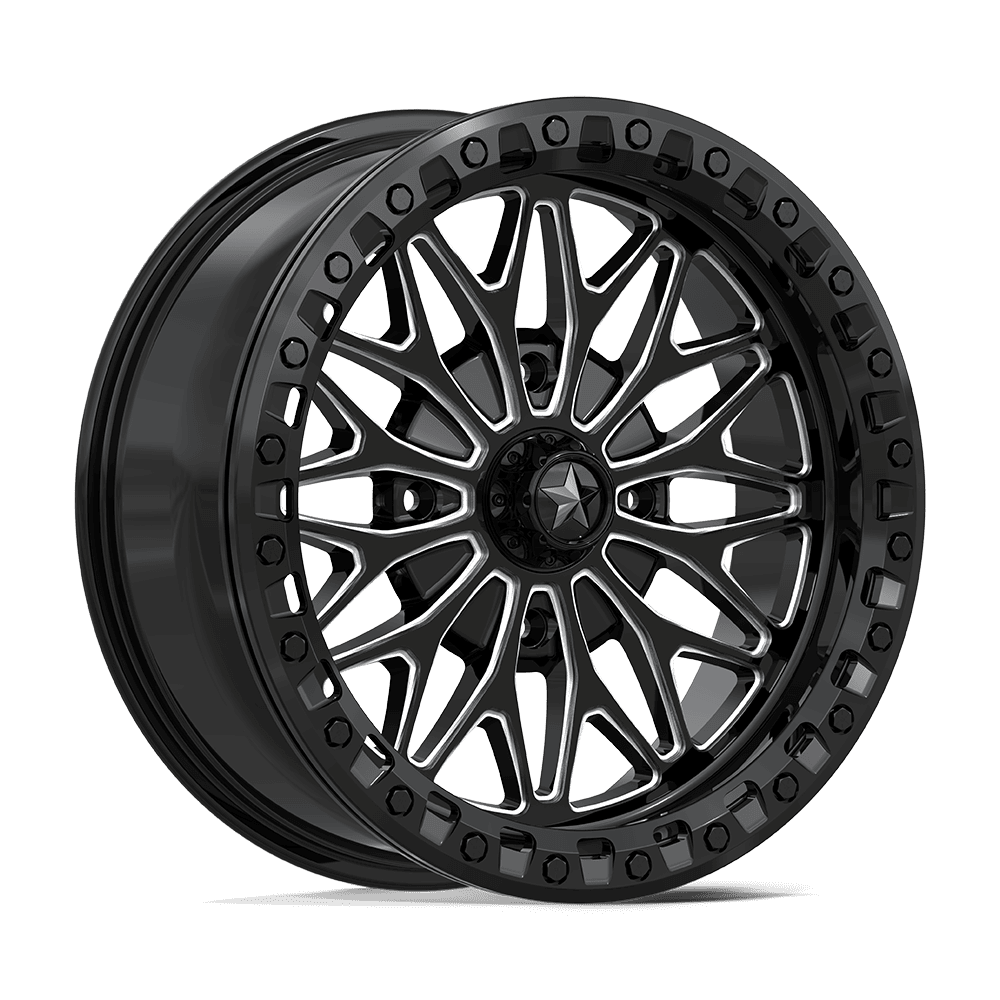 MSA Off-Road Ma53 Bolo Utv Beadlock 18x7 4x110 10 86 Gloss Black Milled