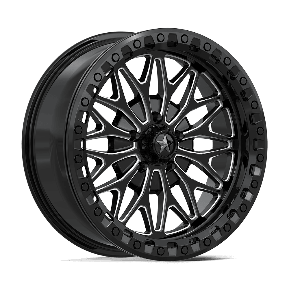 MSA Off-Road Ma53 Bolo Utv Beadlock 18x7 5x114.3 10 72.56 Gloss Black Milled