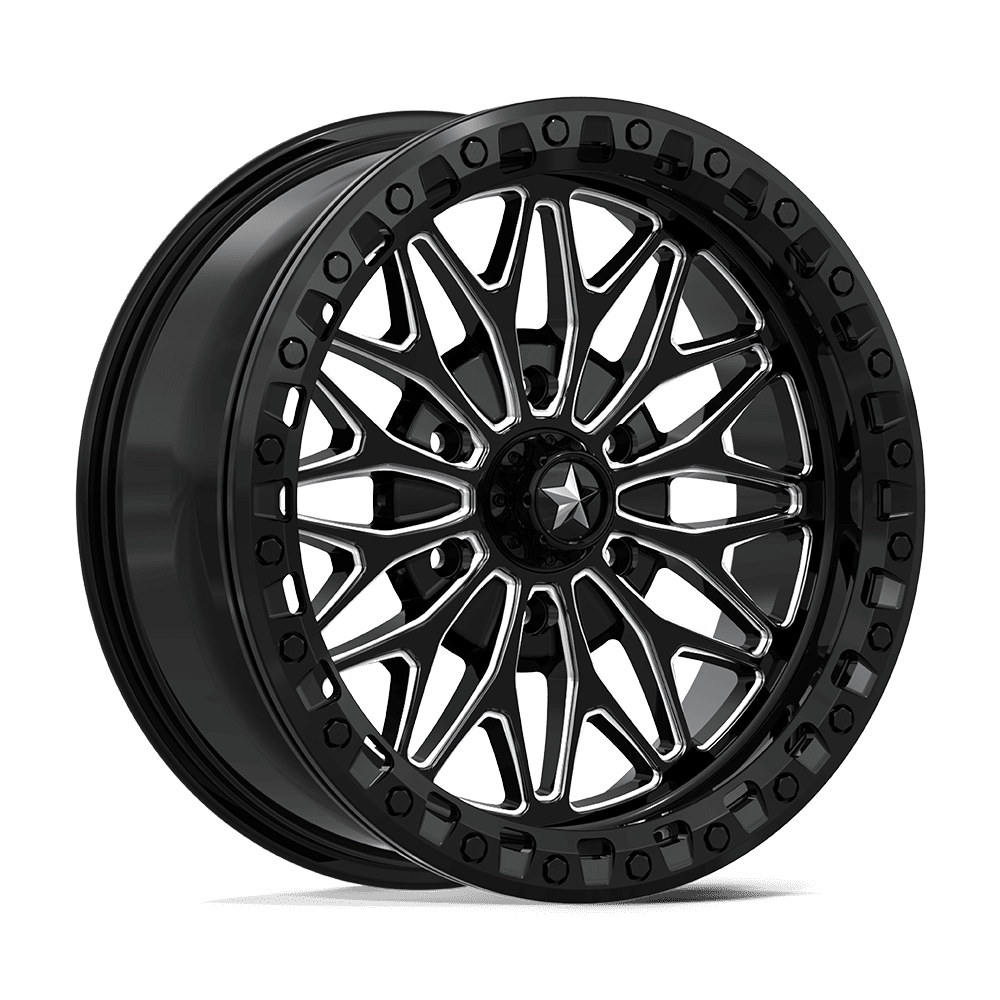 MSA Off-Road Ma53 Bolo Utv Beadlock 18x7 6x139.7 10 100.3 Gloss Black Milled