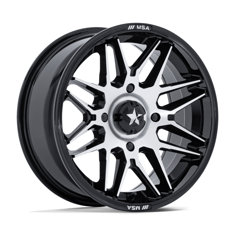 MSA Off-Road M52 Radar Utv 14x7 4x156 -47 115.1 Gloss Black Machined Face