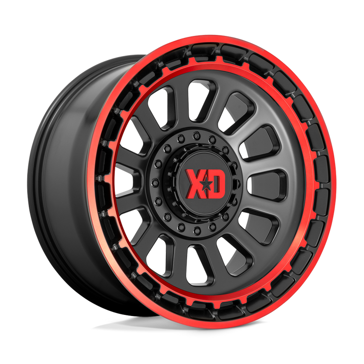 XD Wheels Xd856 Omega 20x10 8x165.1 -18 125.1 Lèvre usinée noir satiné avec teinte rouge
