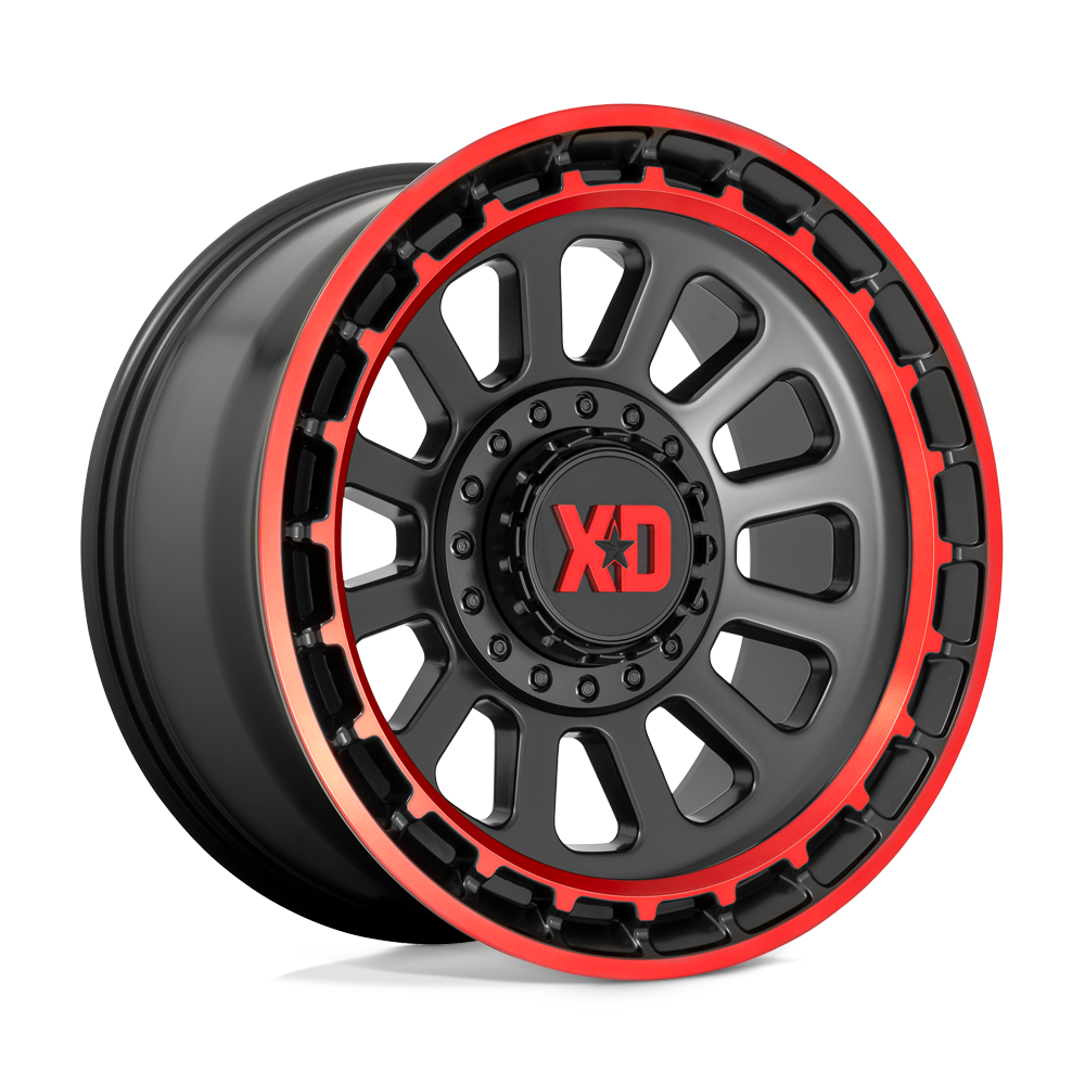 XD Wheels Xd856 Omega 20x10 5x127 / 5x139.7 -18 78.1 Lèvre usinée noir satiné avec teinte rouge