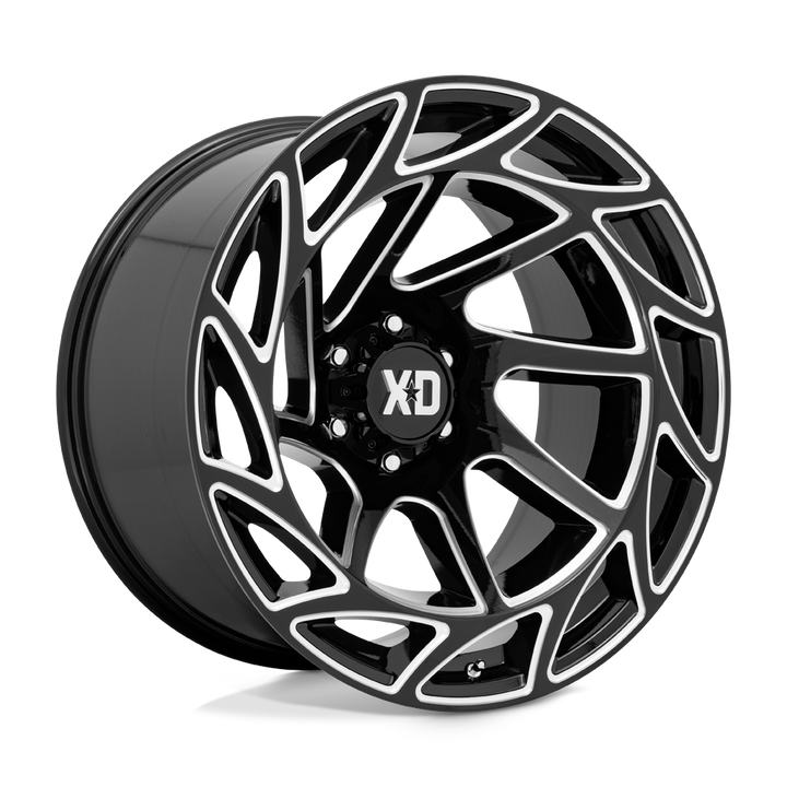 XD Wheels Xd860 Onslaught 22x12 6x139.7 -44 106.1 Noir Brillant Fraisé