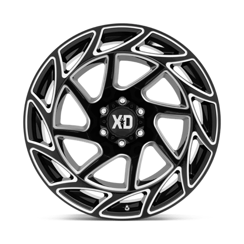 XD Wheels Xd860 Onslaught 22x12 6x139.7 -44 106.1 Noir Brillant Fraisé